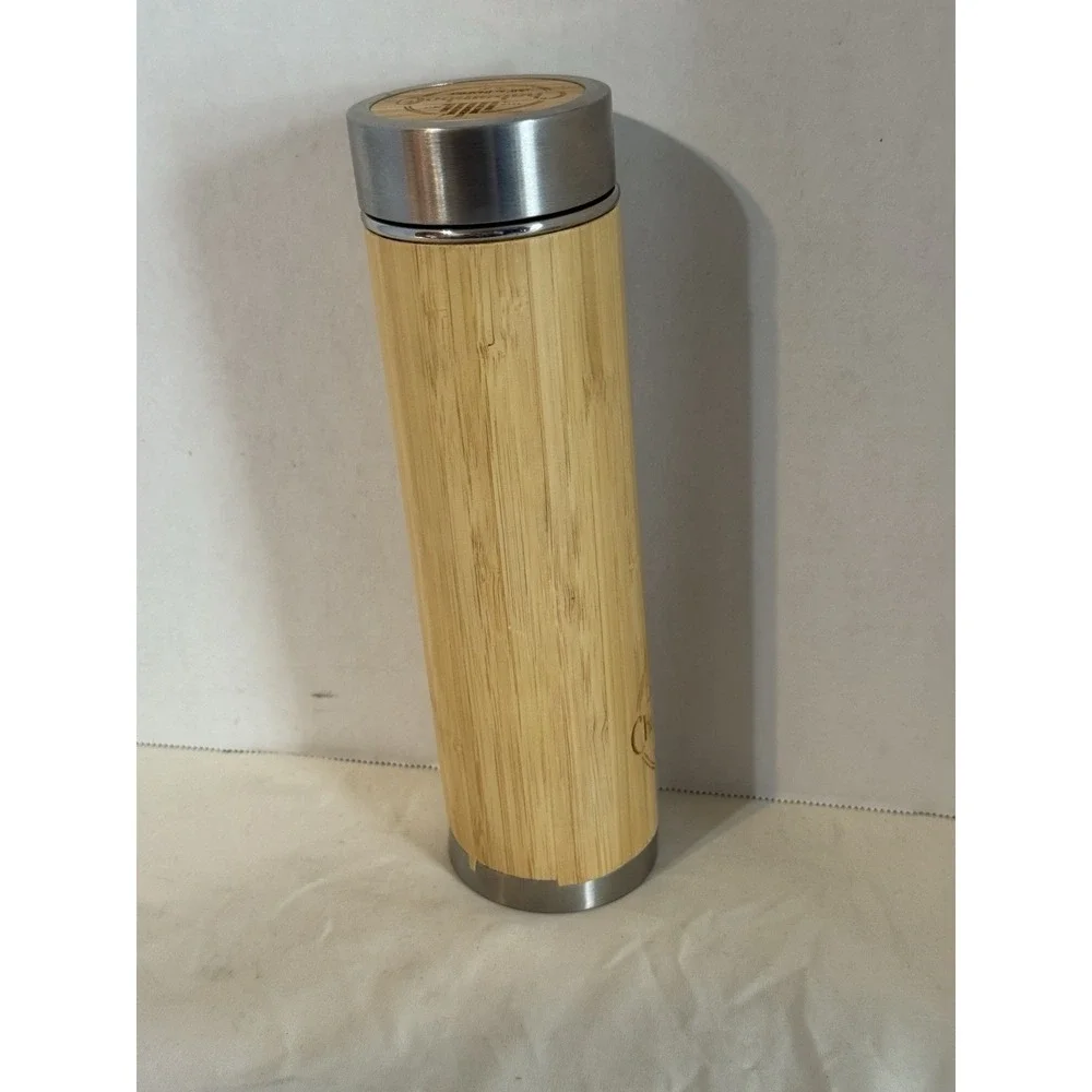 Chabamboo Bamboo Tea Tumbler 18oz Stainless Steel Infuser Flask‎ Mug Eco